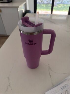 Stanley Lavender Travel Mug with White Lid and Silver Trim